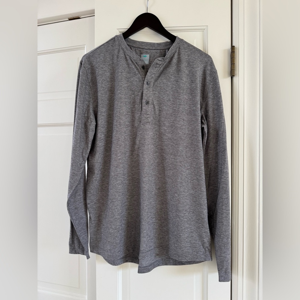Myles Men’s Everyday Henley Shirt, Gray Size L